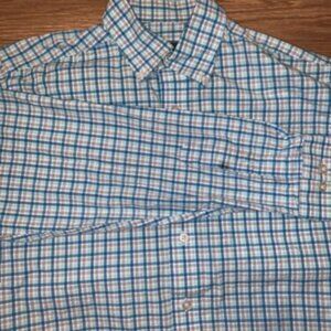 Southern Shirt Button Down Shirt Mens Small Blue Orange Plaid Long Sleeve